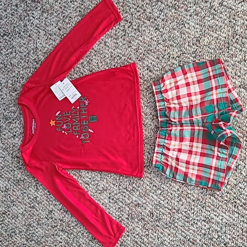 JAMMIES FOR FAMILIES GIRLS 2 PIECE "FUN LOVE FAMILY TOGETHER " SIZE XS 6/6X